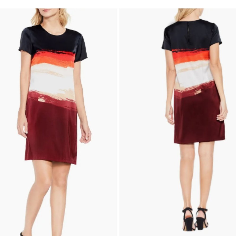 NWT Vince Camuto Petite Women's Brushstroke Horizons Shift Dress Size 4P